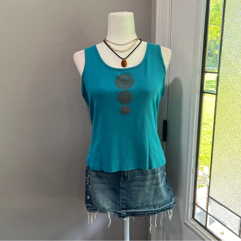 y2k teal tank top